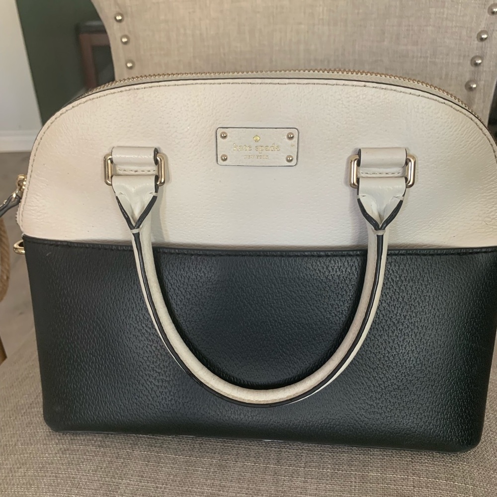 Kate Spade black and white leather shoulder bag